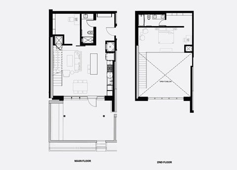 Floor plan for 1 bed, 2 baths, 1219 sqft